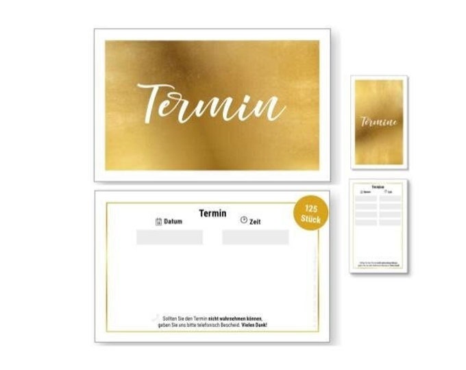 Frank Paperman | 125 or 200 appointment cards gold | 1 appointment per slip | gold foil embossing | landscape format | appointment slip