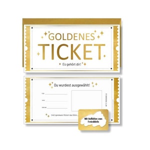Frank Paperman® | Set voucher biglietto d'oro con busta e adesivo antigraffio | Gratta e vinci da scrivere su te stesso | per compilare te stesso