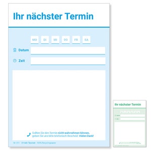Frank Paperman | 600x Terminzettel Praxis | 12 × Terminblock à 50 Blatt | 1 Termin pro Zettel  | für Ärzte, Heilpraktiker, Studios, Praxen