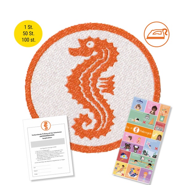 Frank Paperman | seahorse badge | round approx. 6 cm | to iron on with instructions | free bathing rules | with certificate