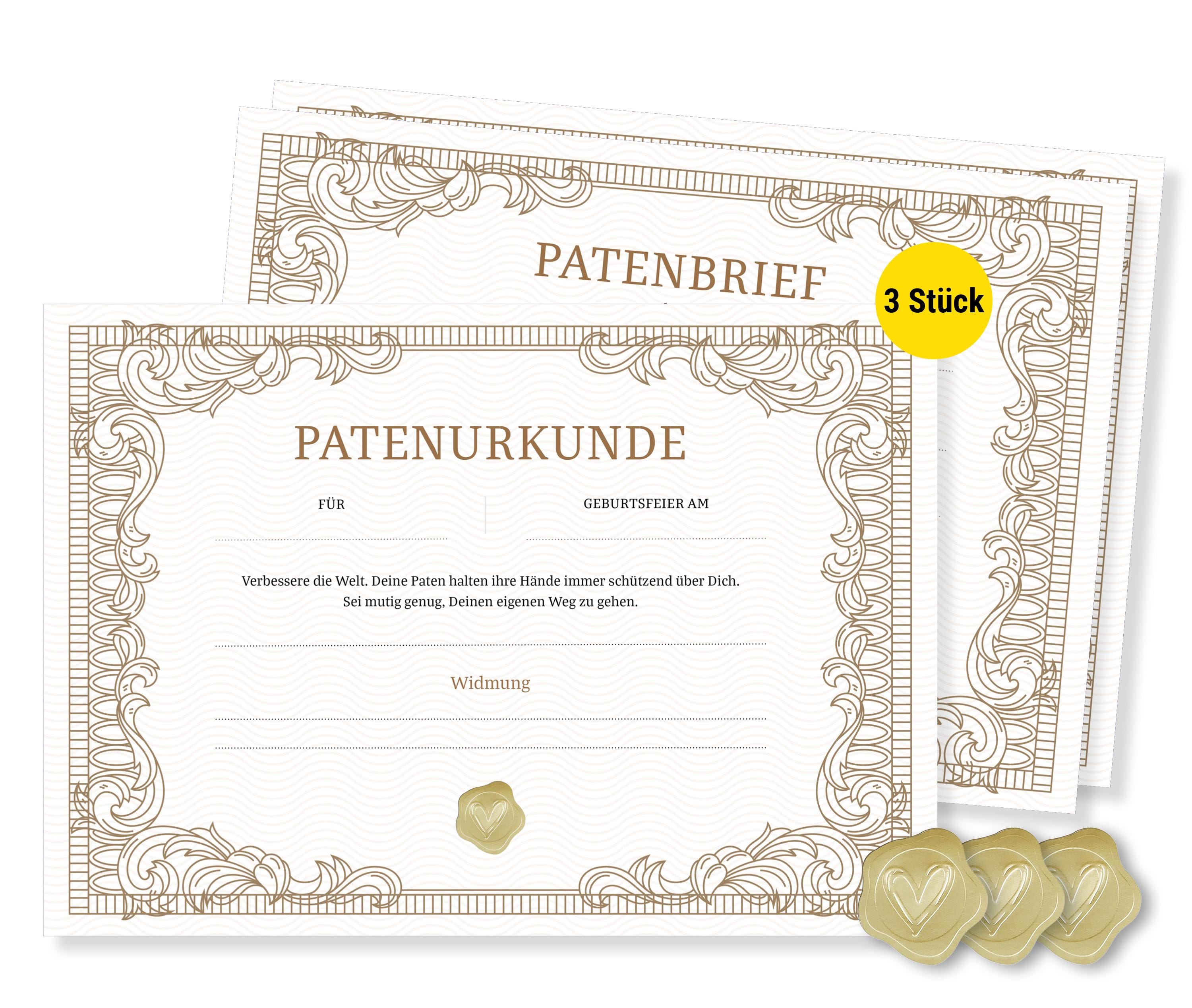 Frank Paperman® | 3x godparent certificates, godparent letter, Classic, Christening certificates, Gift for godmother and godfather