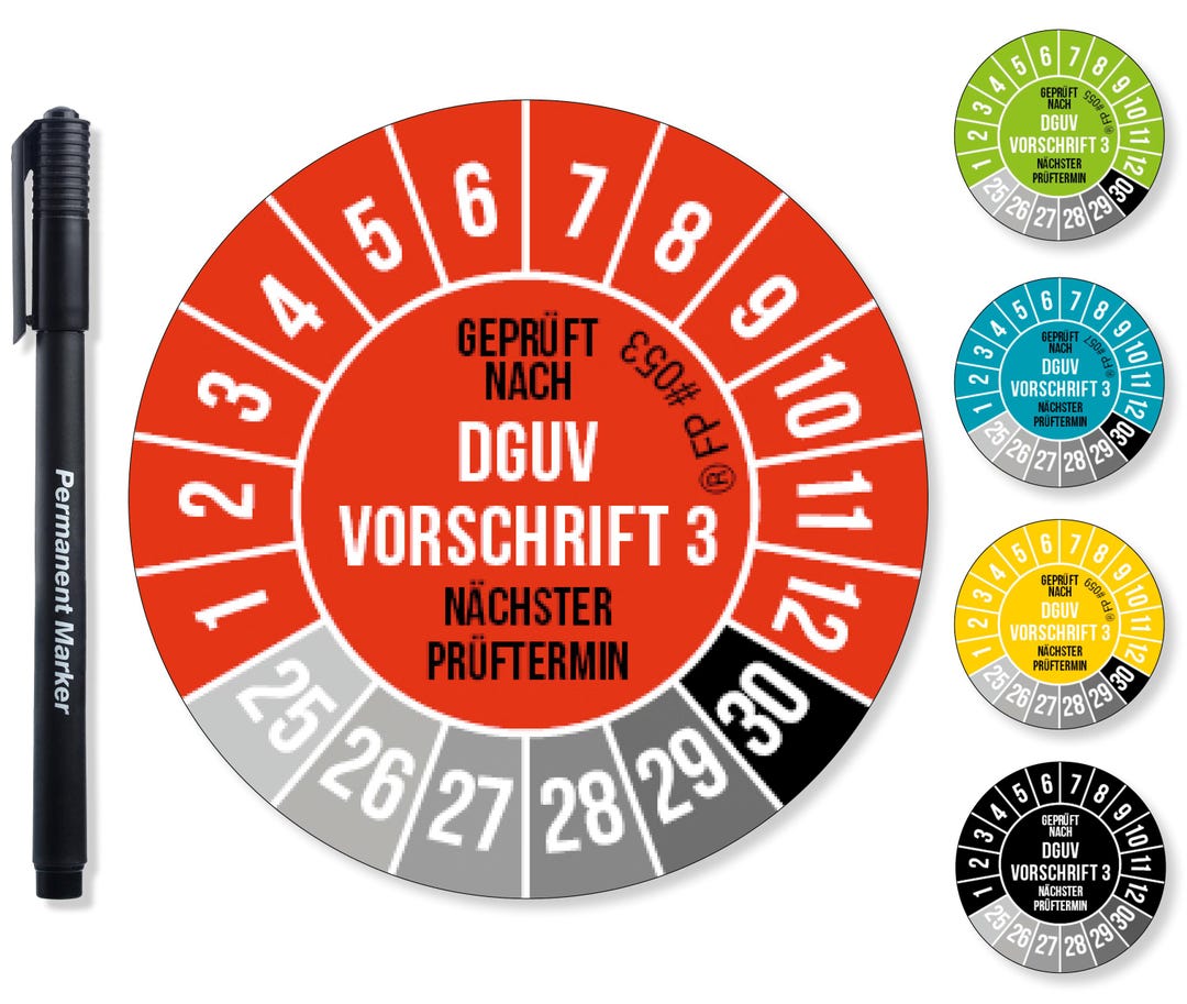 Frank Paperman® DGUV V3 Test Stickers Red 20-30 Mm Ø Incl. Foil Pen ...