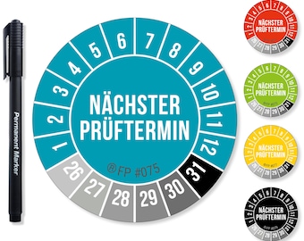 Nächster Prüftermin Prüfplaketten Blau 20/30mm 2026–2031 selbstklebend Mehrjahresprüfplaketten Prüfsiegel mit Folienstift für Elektrogeräte - Österreich Nächster Prüftermin Prüfplaketten Blau 20/30mm 2026–2031 selbstklebend Mehrjahresprüfplaketten Prüfsiegel mit Folienstift für Elektrogeräte - Österreich