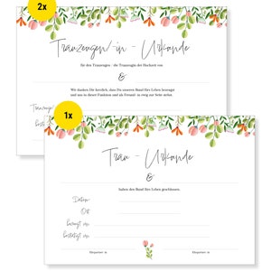 Frank Paperman | Urkunde Eheschließung | auch für Trauzeugen| florales Design | Vordruck im DIN-A4-Format | originelle Hochzeitsgeschenke