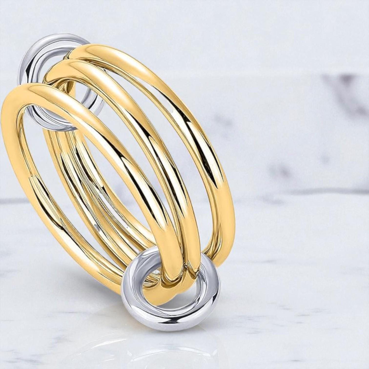 Interlocked Stackable Rings 14K Solid Gold Interlocked Rings • Two-tone Stackable Band - Etsy