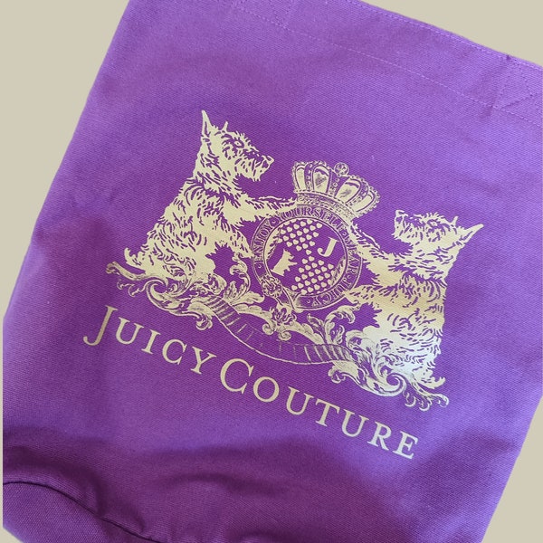 Juicy Couture Canvas Reversible Tote Bag Large Logo Shopping Bag Violet Gray