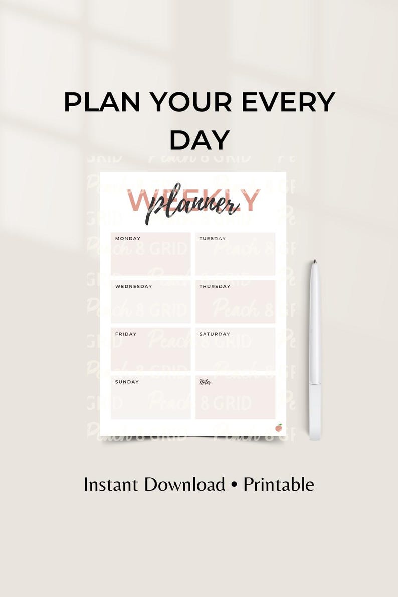Minimalist Weekly Planner | Printable PDF | Aesthetic Digital Planner ...