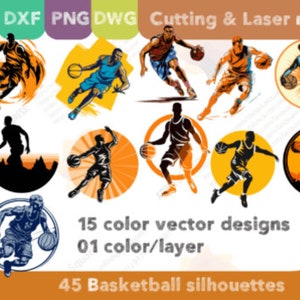 45 Basketball Vector Silhouettes svg png bundle, Basketball Vector, Basketball svg, Basketball Mom svg, Basketball Mom png, Instant Download