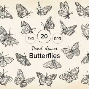 Butterfly SVG & PNG Line Art Bundle, Printable Art, Butterfly SVG for Cricut, Butterfly Clipart, Layered butterfly, Instant Download