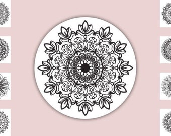 Decorative Mandala Coloring Pages, 10 Digital Coloring Pages, Printable Coloring Pages, Instant Download