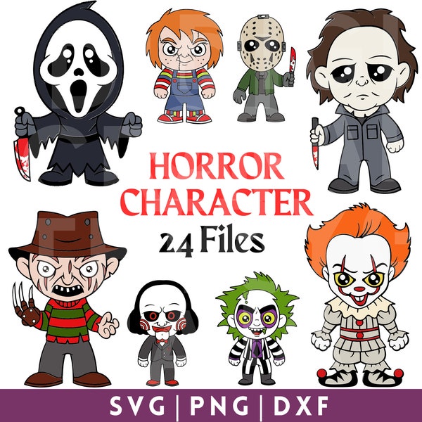 Horror Character SVG Bundle, Horror SVG, Chibi Horror Svg, Halloween Svg, Cute Horror Svg, Horror png, Cute Halloween Svg, Horror Cut Files