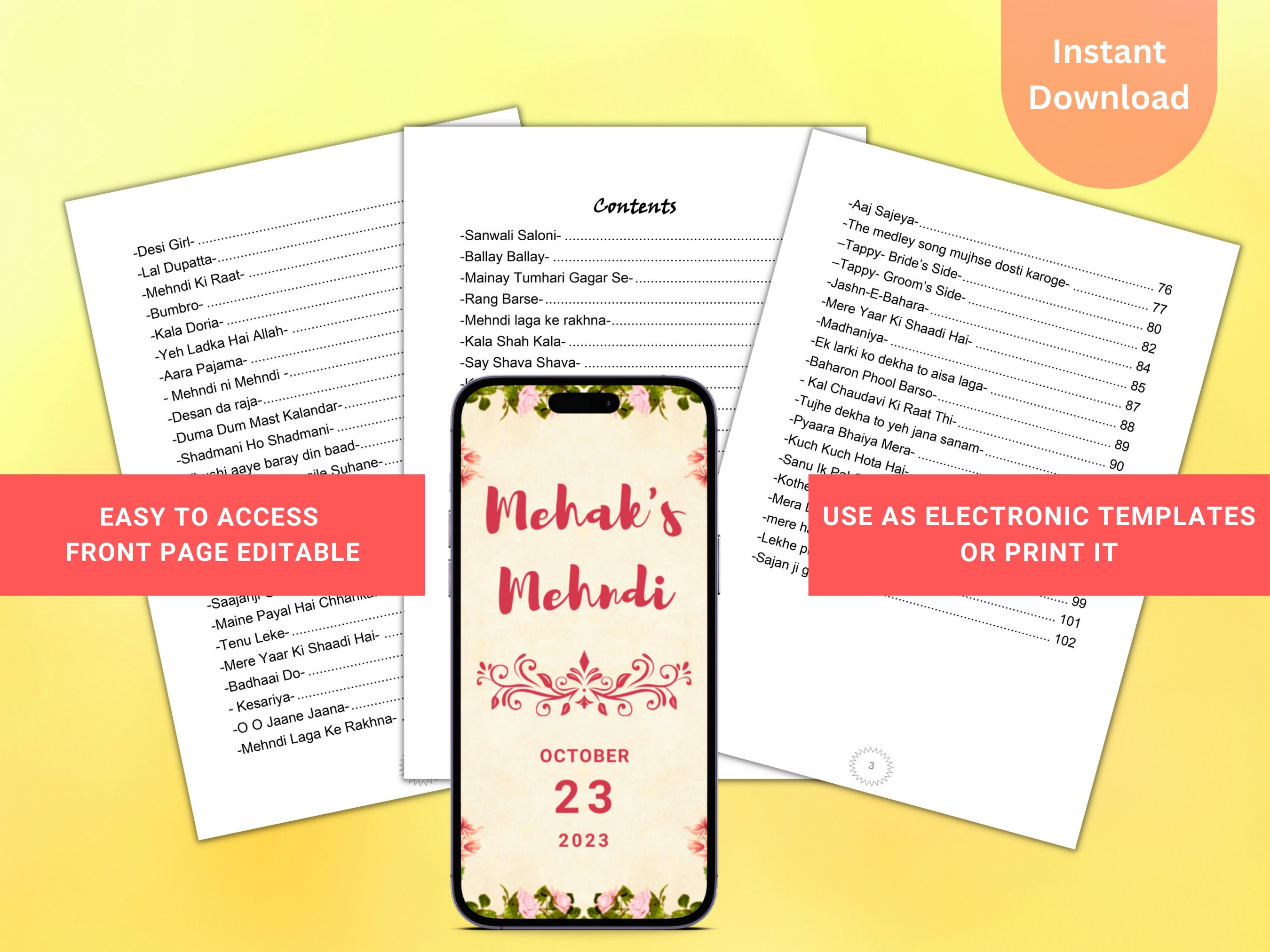 Dholki Songs Lyrics Book Mehndi Song Book Dholki Songs Sangeet Etsy