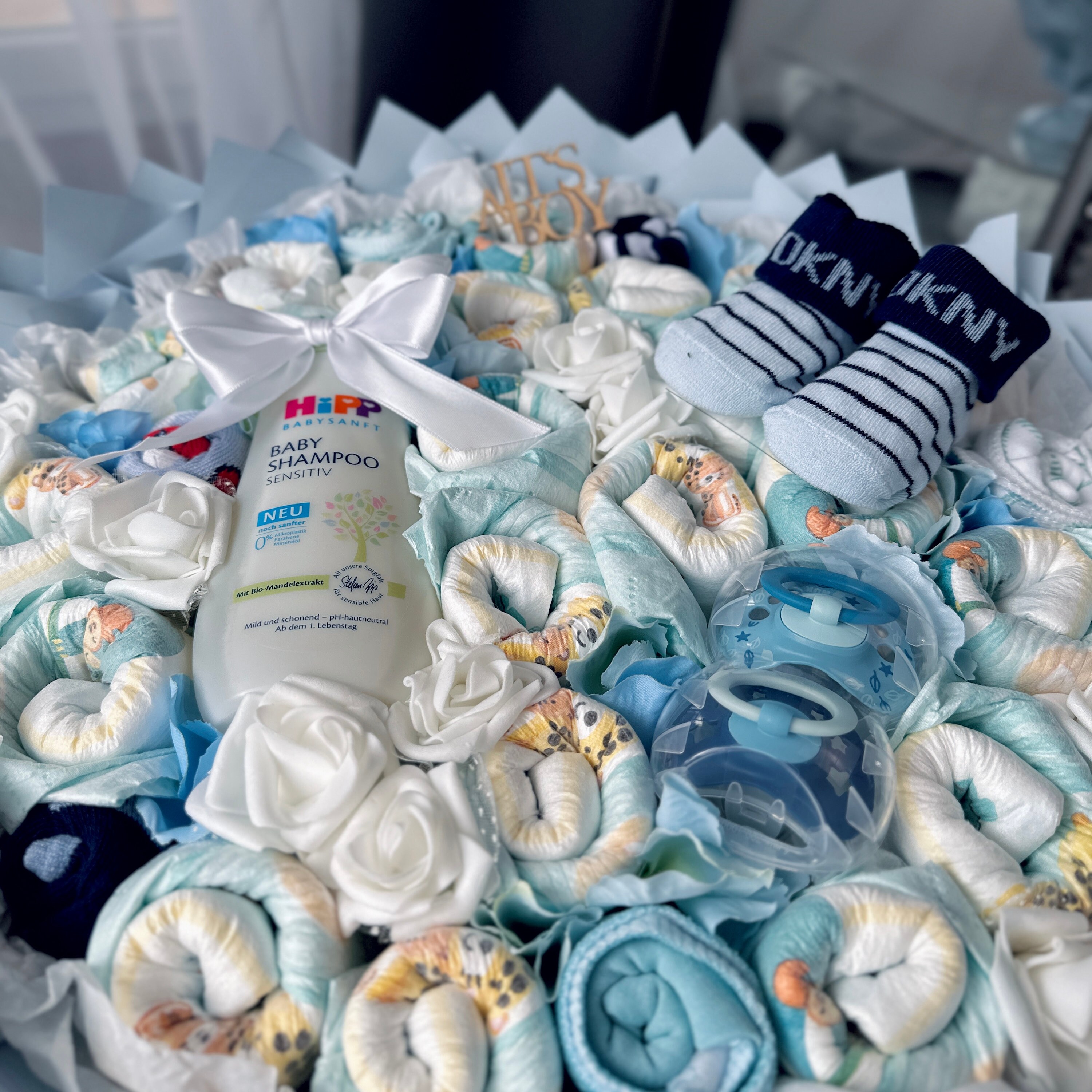 Große Geschenktüte Mit 3D-Elefant Für Baby-Jungen – Inklusive Grußkarte & Seidenpapier, Perfekt Für Babyparty & Kindergeburtstag