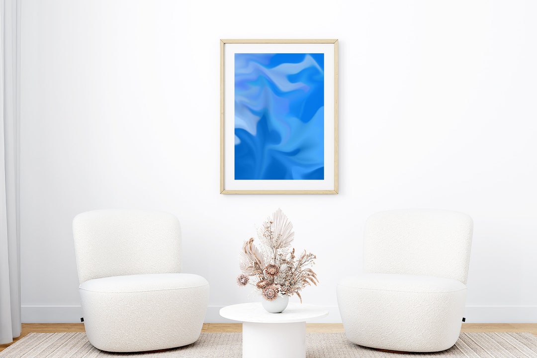 Light Blue Abstract Art Paintings Set of Three 3 for Etsy