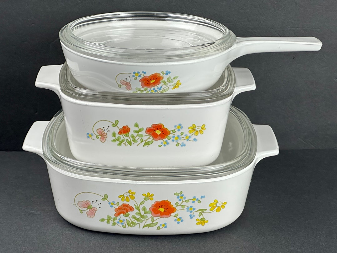 Vintage Corning Ware Wildflower A1 1/2B/P83B Baking Casserole