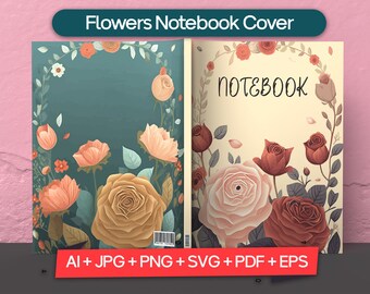 Flowers Notebook Cover for Kdp, floral book cover, flowers book cover, Digital cover for kdp, Aesthetic journal cover, Book cover design
