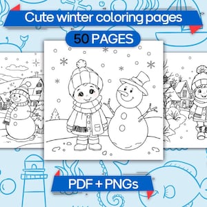 Cute Winter Coloring Pages Bundle for Kids and Adults – Fun, Digital Download for Creative Holiday Activities, Printable winter activities