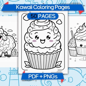 Kawaii Coloring Pages, Kawaii Food and Animals Coloring Pages, Cute printable coloring pages, Digital Kawaii coloring, Adorable coloring