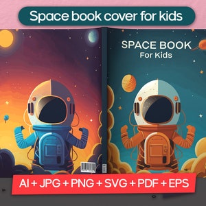 Space book cover for kids, Boys coloring kdp cover, Colouring book pdf, Astronaut coloring book, Planets coloring book cover, Space alien