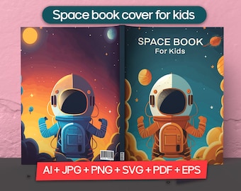 Space book cover for kids, Boys coloring kdp cover, Colouring book pdf, Astronaut coloring book, Planets coloring book cover, Space alien
