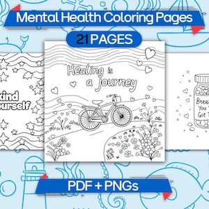 Mental Health Coloring Pages | Positive Affirmation Therapy Tools for Stress Relief & Emotional Wellness, Positive affirmation coloring