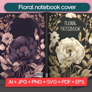 Floral Notebook Cover, Kdp Book Cover, floral book cover, flowers book cover, floral logbook cover for kdp, Goodnotes notebook cover