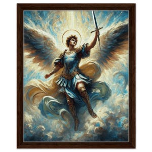 St. Michael the Archangel Christian Catholic Framed Canvas Wall Art 40x50 cm / 16x20″