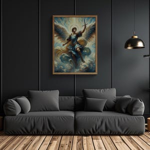 St. Michael the Archangel Christian Catholic Framed Canvas Wall Art