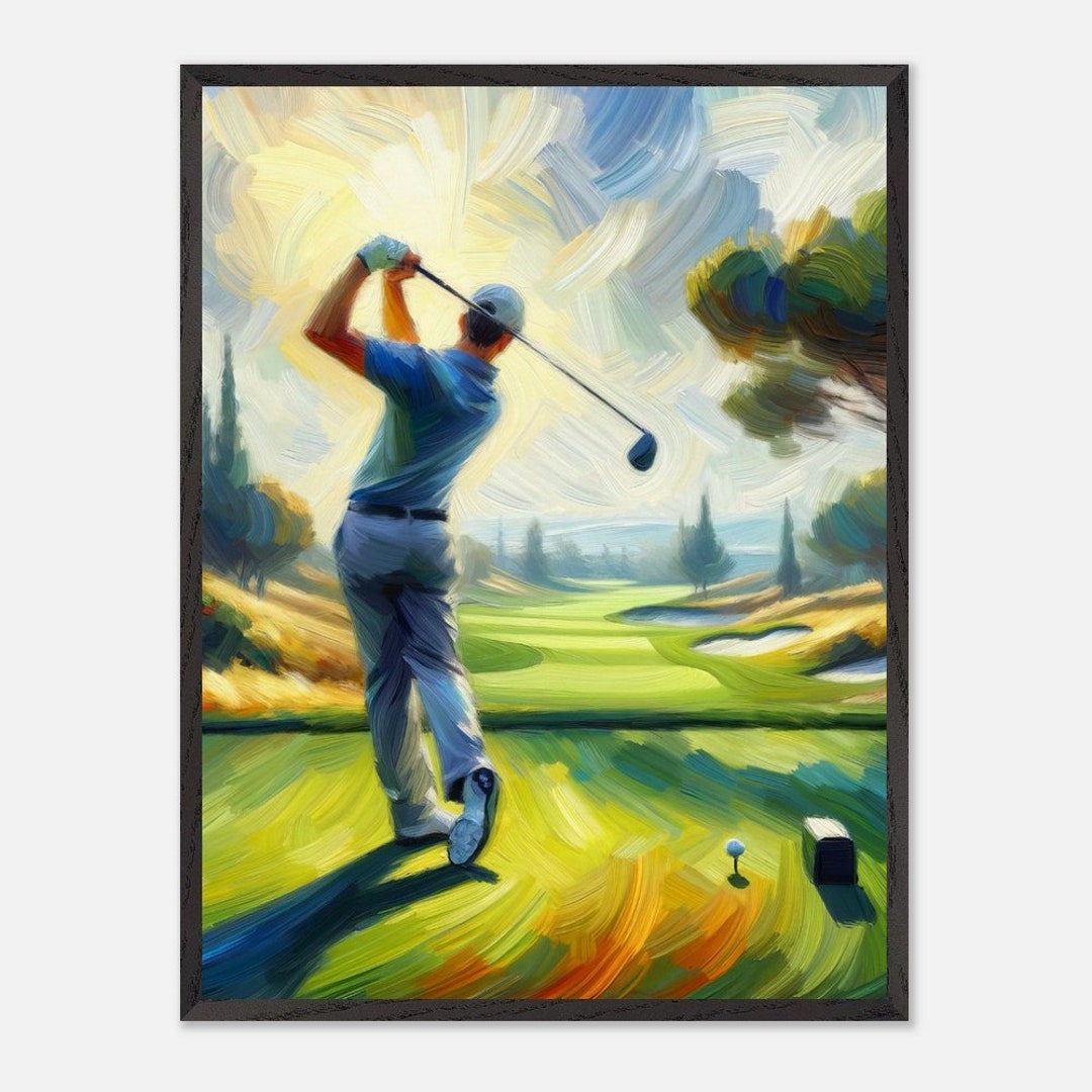 Golfer Teeing off | Impressionist Sports Art, Vibrant Golf Scene ...
