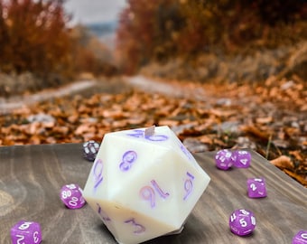 Dungeons and Dragons D20 Dados de vela Wix de madera / Vela vegana hecha a mano en cera de coco ! RPG y Geek Homewear/ Regalos DM/ Regalos Nerdy/
