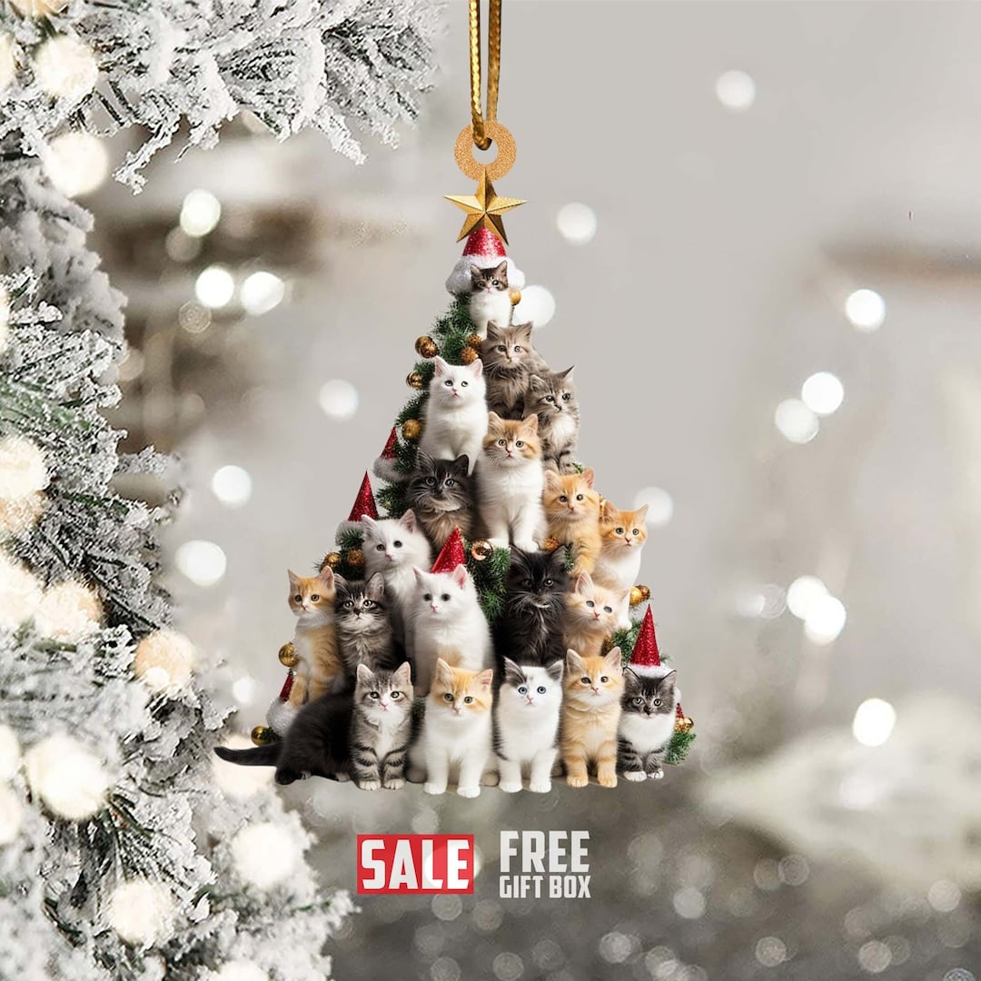 Christmas Cat Tree Ornament Funny Cats Ornament Christmas Etsy Canada