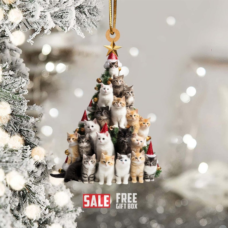 Christmas Cat Tree Ornament Funny Cats Ornament Christmas Etsy Canada
