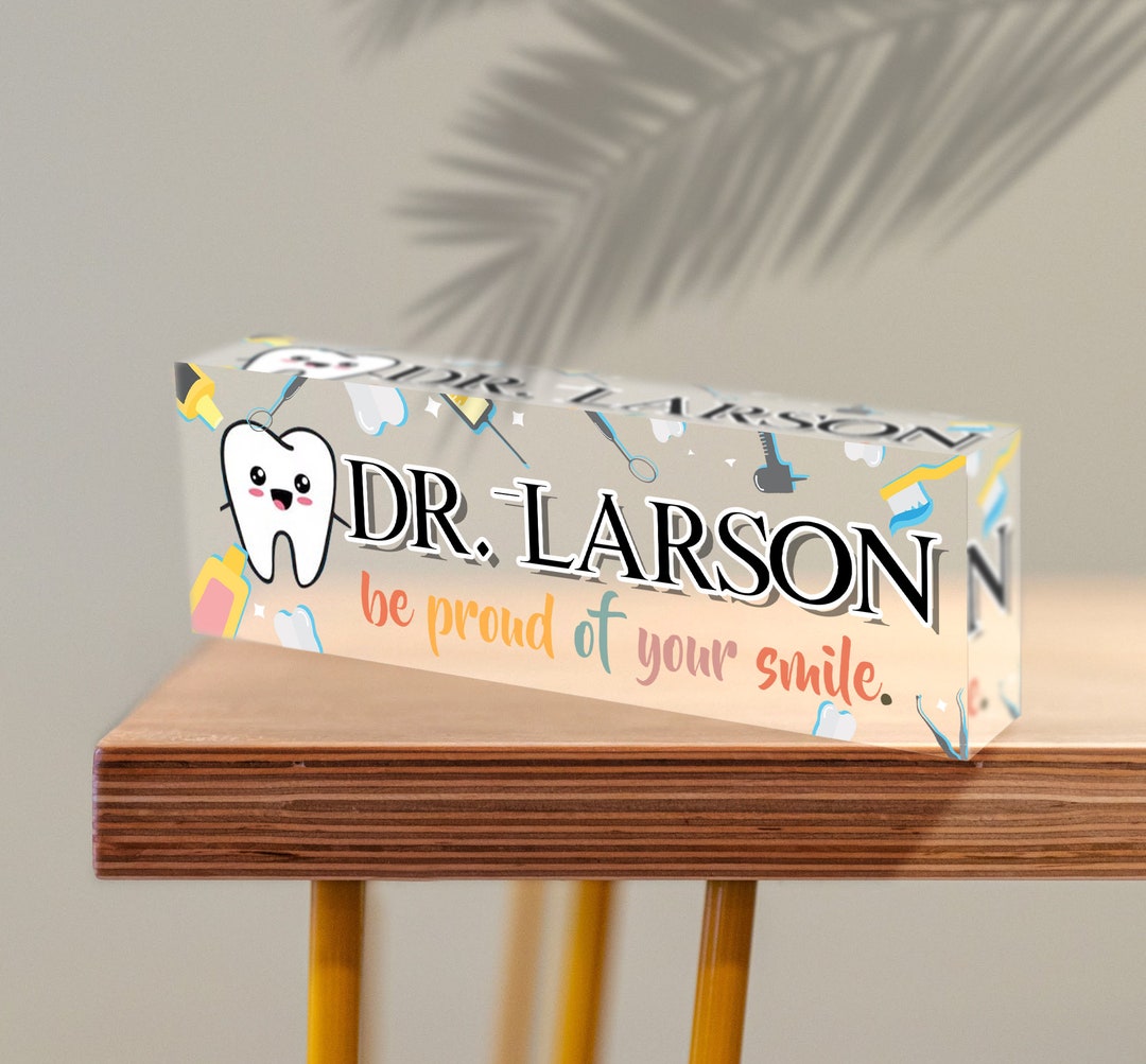 Personalized Dentist Name Sign Dentist Desk Name Plate Etsy