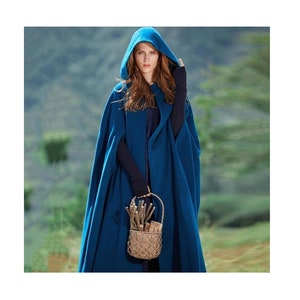  Gihuo Women's Wool Hooded Cape Solid Color Maxi Cloak