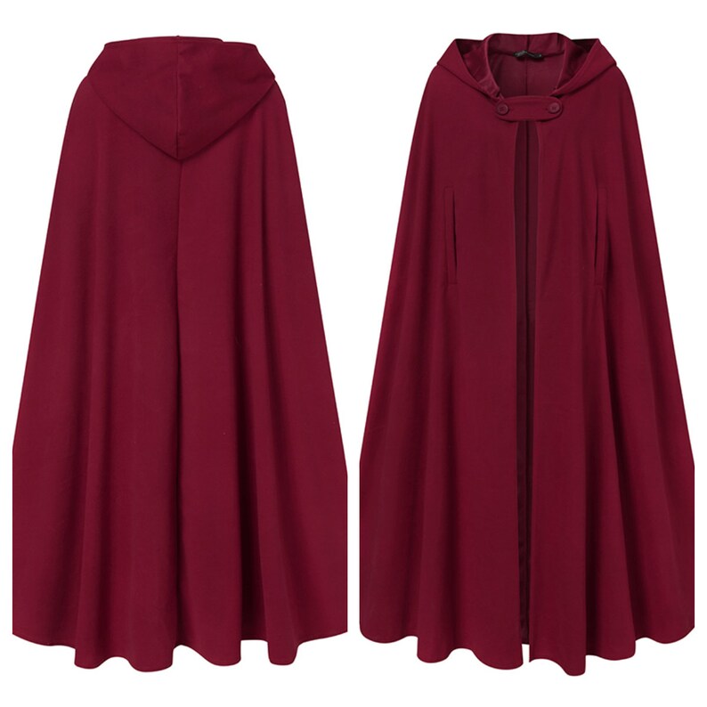 Medieval Wool Cape Coat Hooded Long Cape With Hood Halloween Etsy