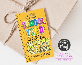 Etiqueta de regalo más allá de la medida, etiqueta de regalo de favor de regreso a la escuela editable, etiqueta imprimible del primer día de clases, etiqueta de maestro, descarga instantánea