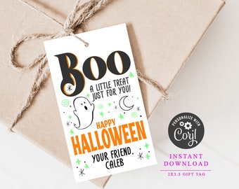 Boo Gift Tag Printable Halloween Treat Bag Ghost Party Favor Tag Halloween School Favors Halloween Birthday Cookie Tag Instant Download