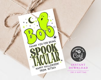 Étiquette cadeau Halloween joyeux Halloween étiquette cadeau fête d'Halloween étiquette des bonbons ou un sort à imprimer étiquette d'Halloween mignonne étiquette cadeau fantôme téléchargement immédiat