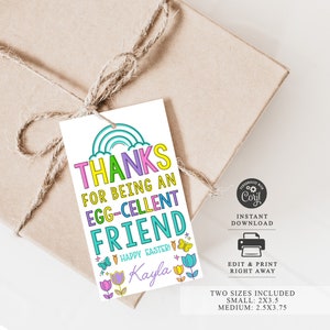 Eggcellent Friend Easter Gift Tags,  Easter Appreciation Printable Tags, Easter Basket Treat Tag, School Favor Tag, Classroom Favors