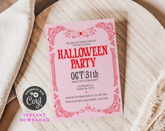 Bewerkbare uitnodiging volwassen Halloween-feest uitnodiging Halloween-feest uitnodiging afdrukbare kostuum feest uitnodiging gotische Halloween Instant Download