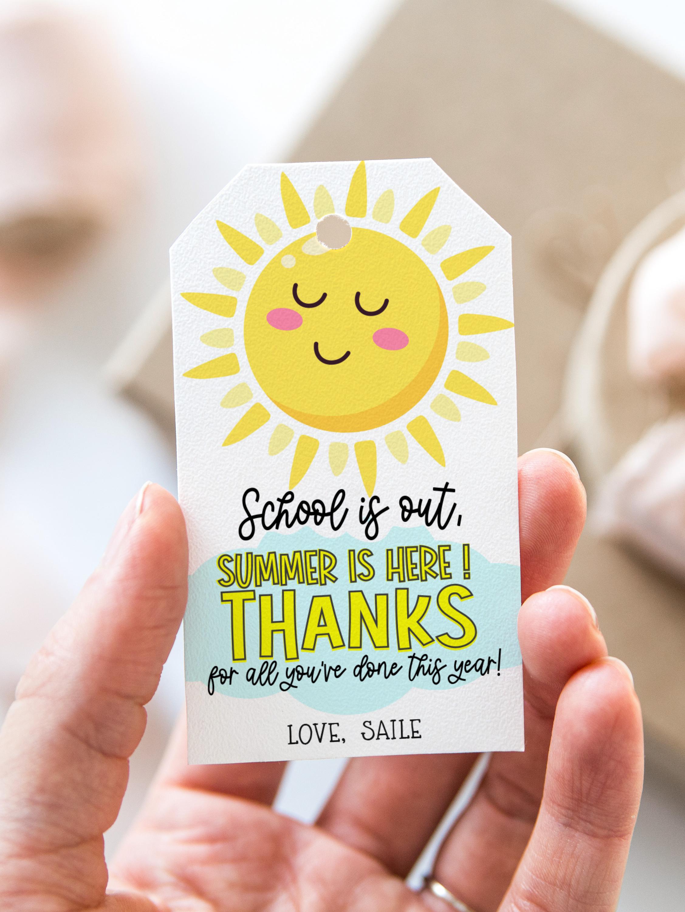Summer Teacher Appreciation Gift Tag Printable End of Year Thank You ...