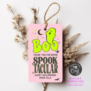 Boo Spooktacular Gift Tag Halloween Birthday Favor Tag Editable Trick or Treat Tag Boo Tag Printable Halloween Cookie Tag Instant Download