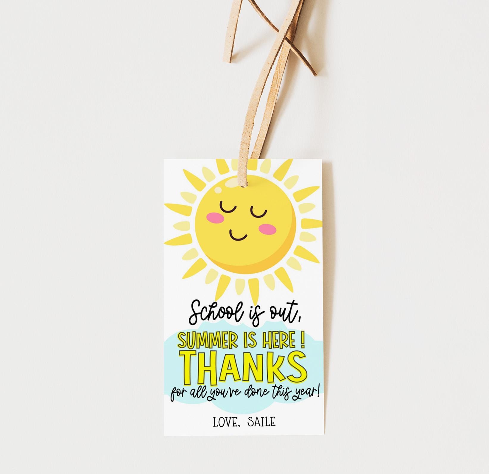 Summer Teacher Appreciation Gift Tag Printable End of Year Thank You ...