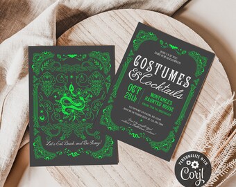 Printable Costumes and Cocktails Invitation Halloween Party Invitation Adult Halloween Party Invite Costume Party Invite Instant Download