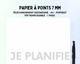 Carta puntinata da 7 mm, PDF stampabile, verticale A4, download immediato