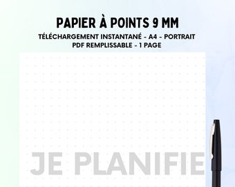 Carta puntinata da 9 mm, PDF stampabile, verticale A4, download immediato