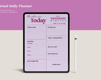 Vibrant Happy Daily Planner, Daily Planner Digital, Journal Digital PDF, Daily Digital Journal, iPad Goodnotes Notability