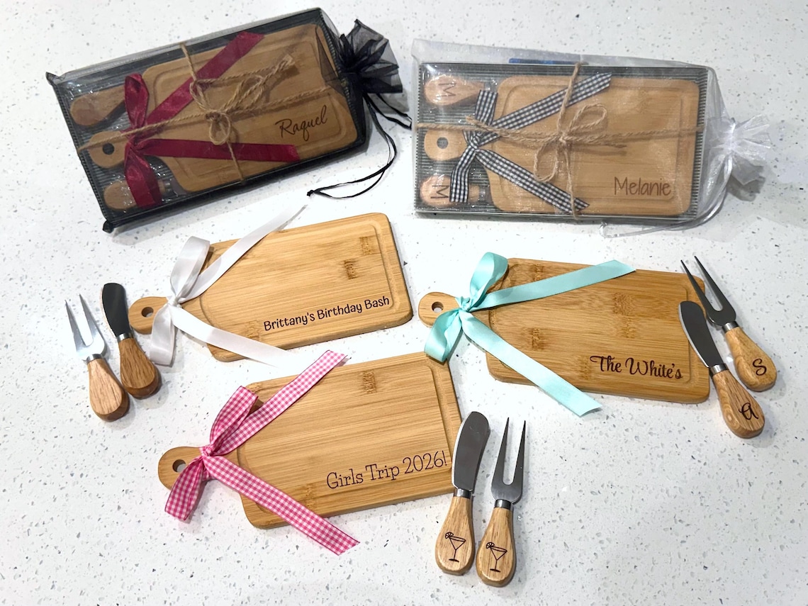 Engraved Mini Charcuterie Board, Cheese Board, Engagement, Bridesmaid, Engraved Logo Board, Hosting Gift, Personalized Small Cutting Board image 1