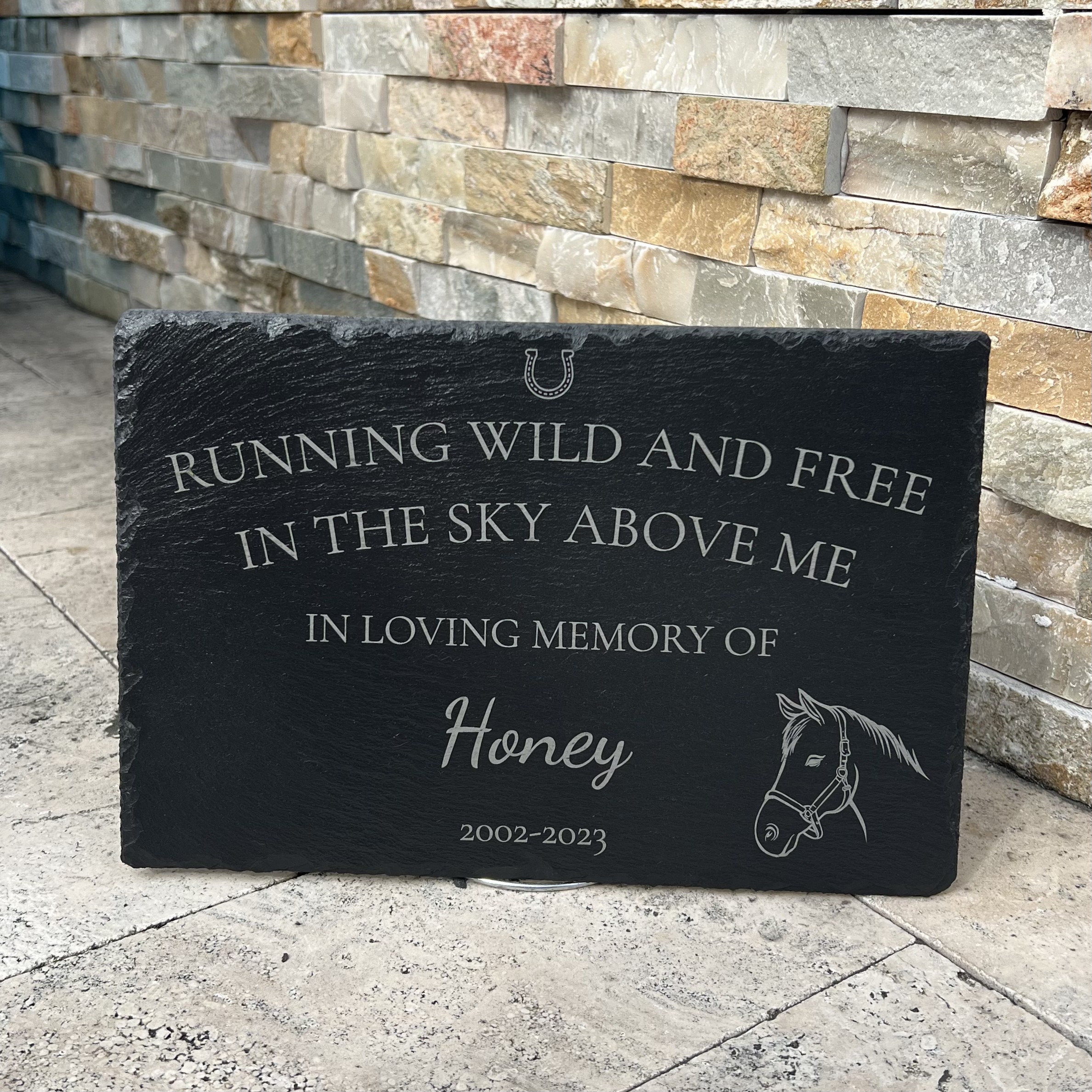 Horse Memorial Stone, Pet Memorial Stone, Engraved Horse memorial Gift, Horse Memorial Plaque, Pet Grave Stone, Horse Garden Stone