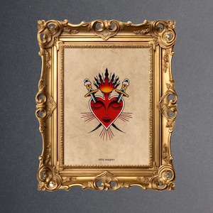 Heart | Traditional Old School Wall Art | Tattoo Style Wall Art Print | Tattoo Flash Wall Decor | Tattoo Poster | Digital Download